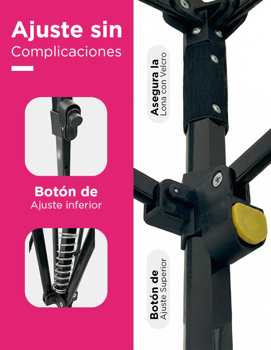 Toldo plegable Vanlig 3x3 hexagonal rojo
