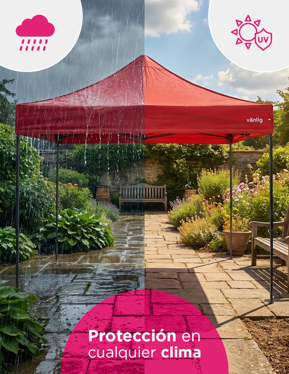 Toldo plegable Vanlig 3x3 hexagonal rojo