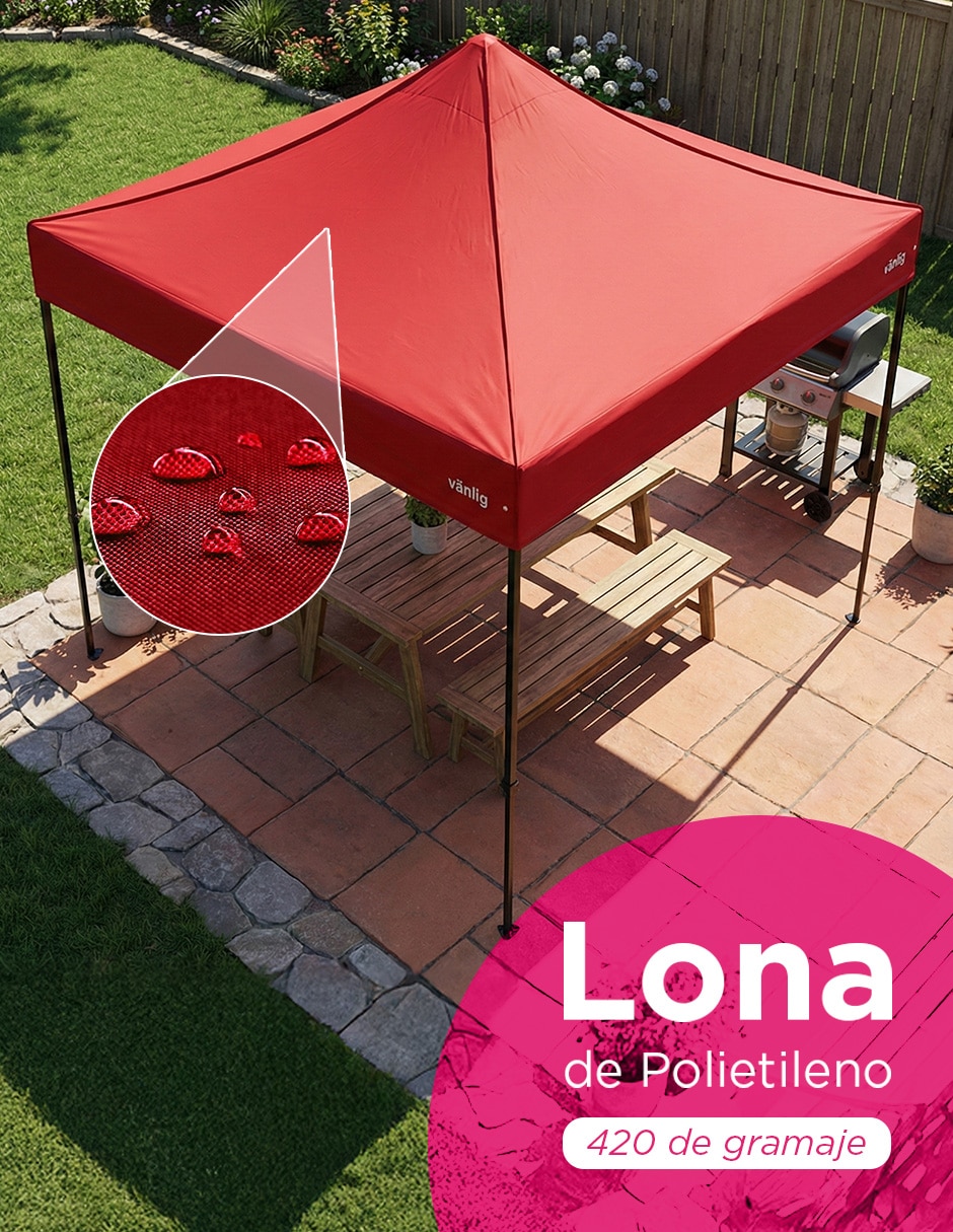 Toldo plegable Vanlig 3x3 hexagonal rojo