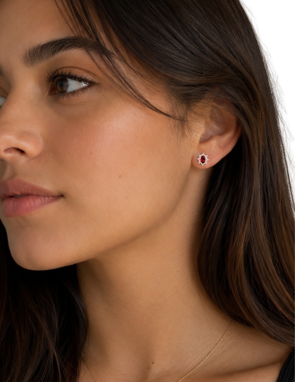 Broqueles de flor Mancini de oro 10 K con acabado brillante zirconia