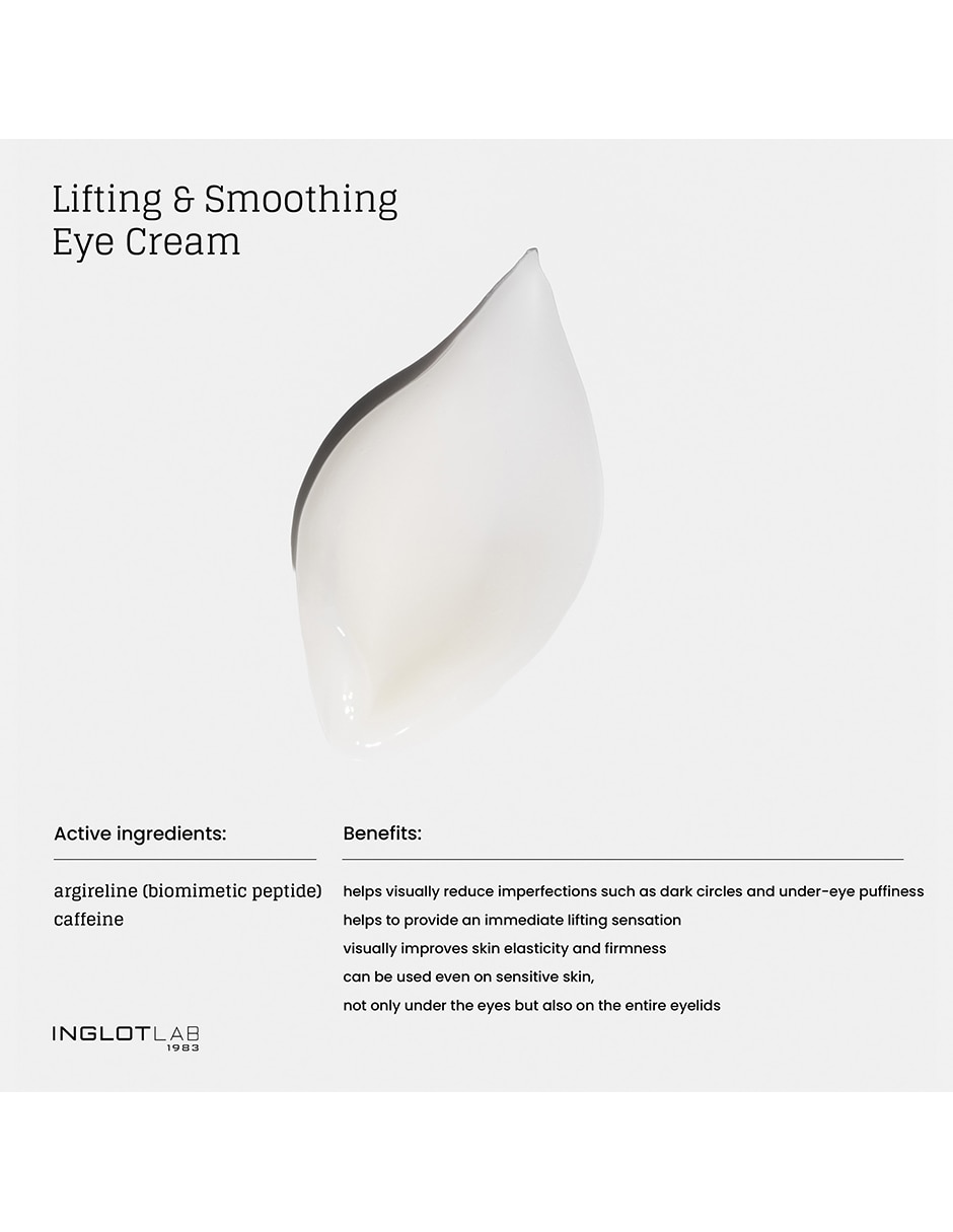 Crema para contorno de ojos recomendada para bolsas y ojeras de Día y noche Inglot Lifting-&-Smoothing-E para todo tipo piel
