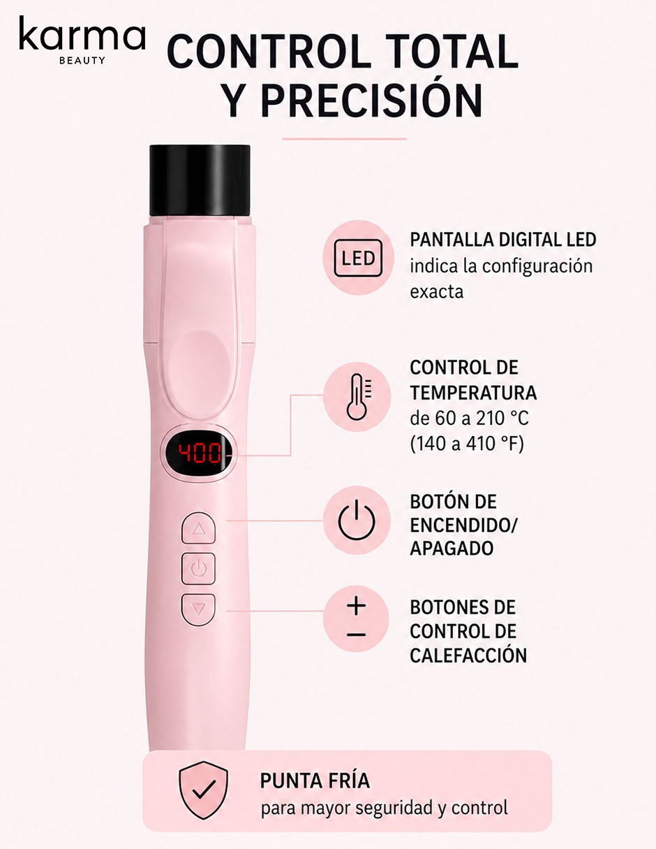 Rizadora de cabello Karma Beauty Tropical Twist 32 mm de cerámica