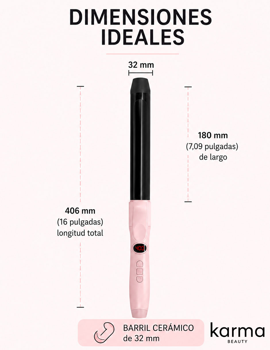 Rizadora de cabello Karma Beauty Tropical Twist 32 mm de cerámica