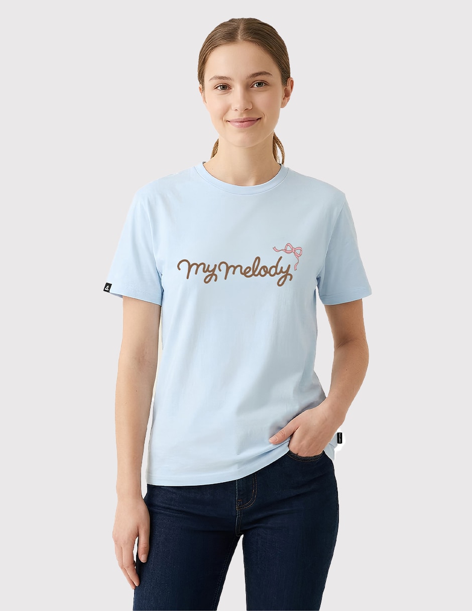 Playera manga corta My Melody cuello redondo para mujer Playera manga corta My Melody cuello redondo para mujer