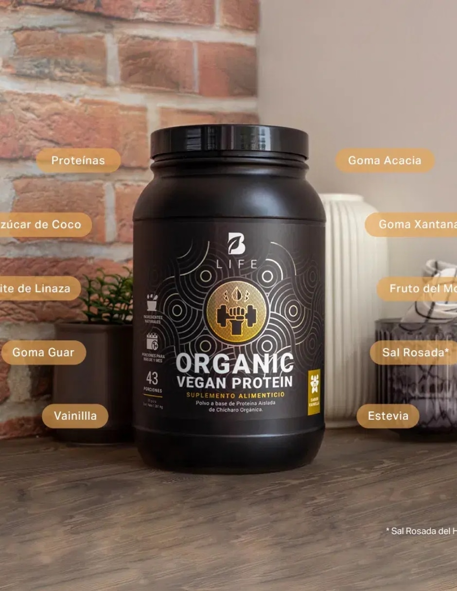 Proteína Organic vegan B Life de Chícharo sabor Vainilla