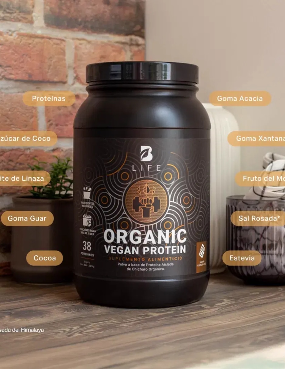 Proteína Organic Vegan B Life de Chícharo sabor Chocolate