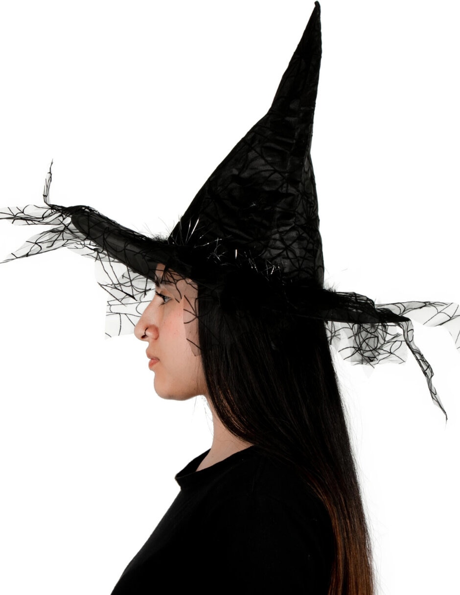 Sombrero para disfraz de bruja con telaraña Ghoulish Productions