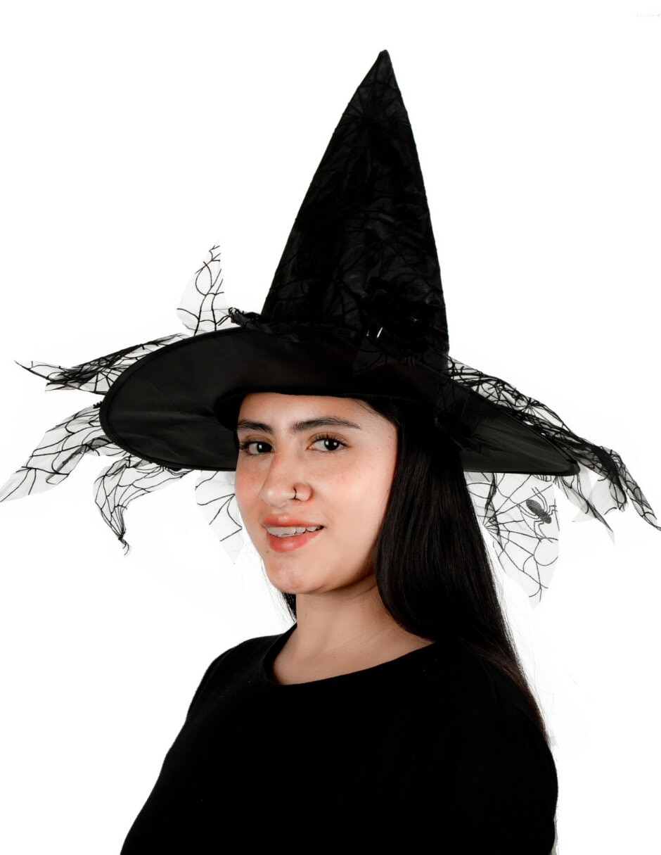 Sombrero para disfraz de bruja con telaraña Ghoulish Productions