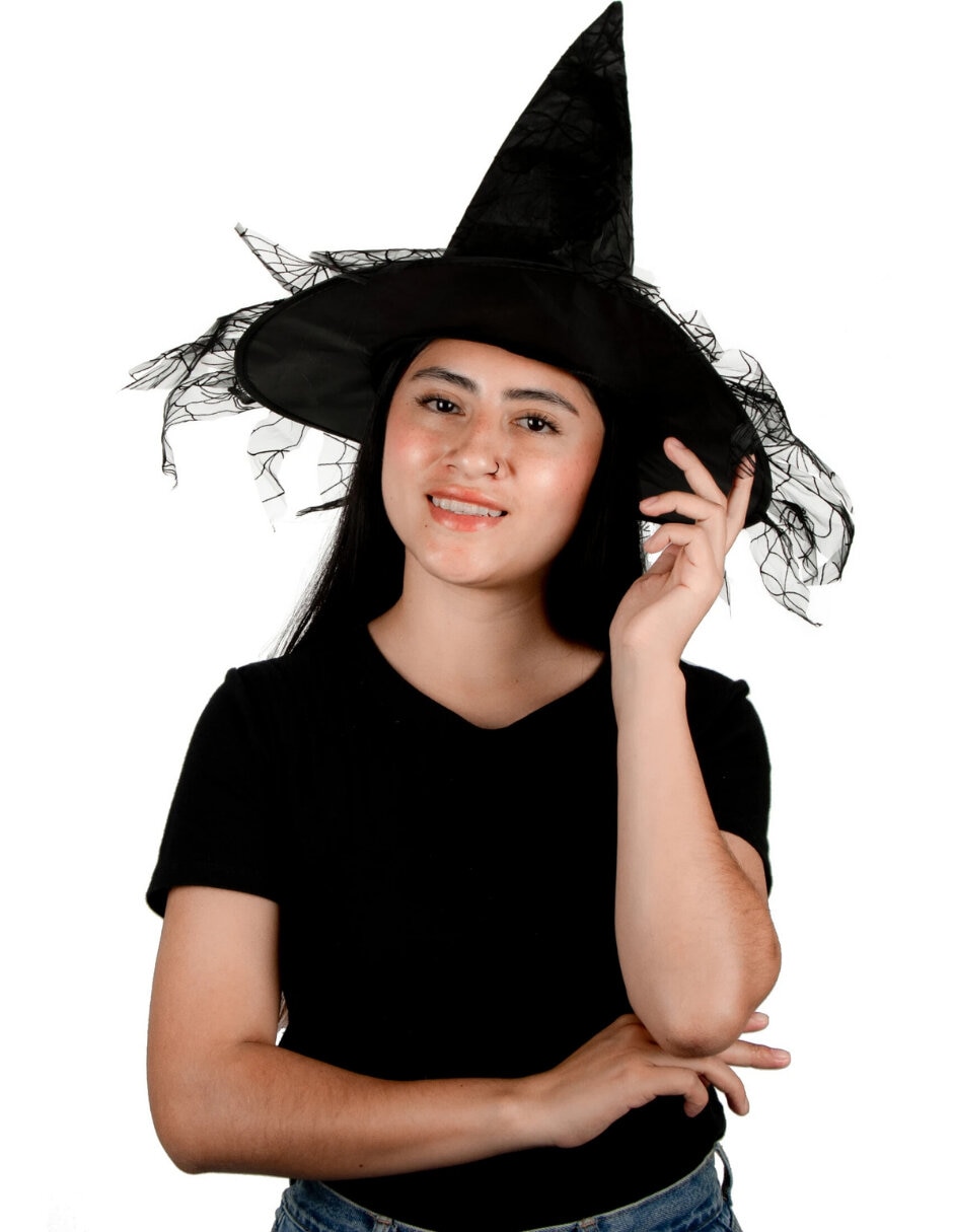 Sombrero para disfraz de bruja con telaraña Ghoulish Productions