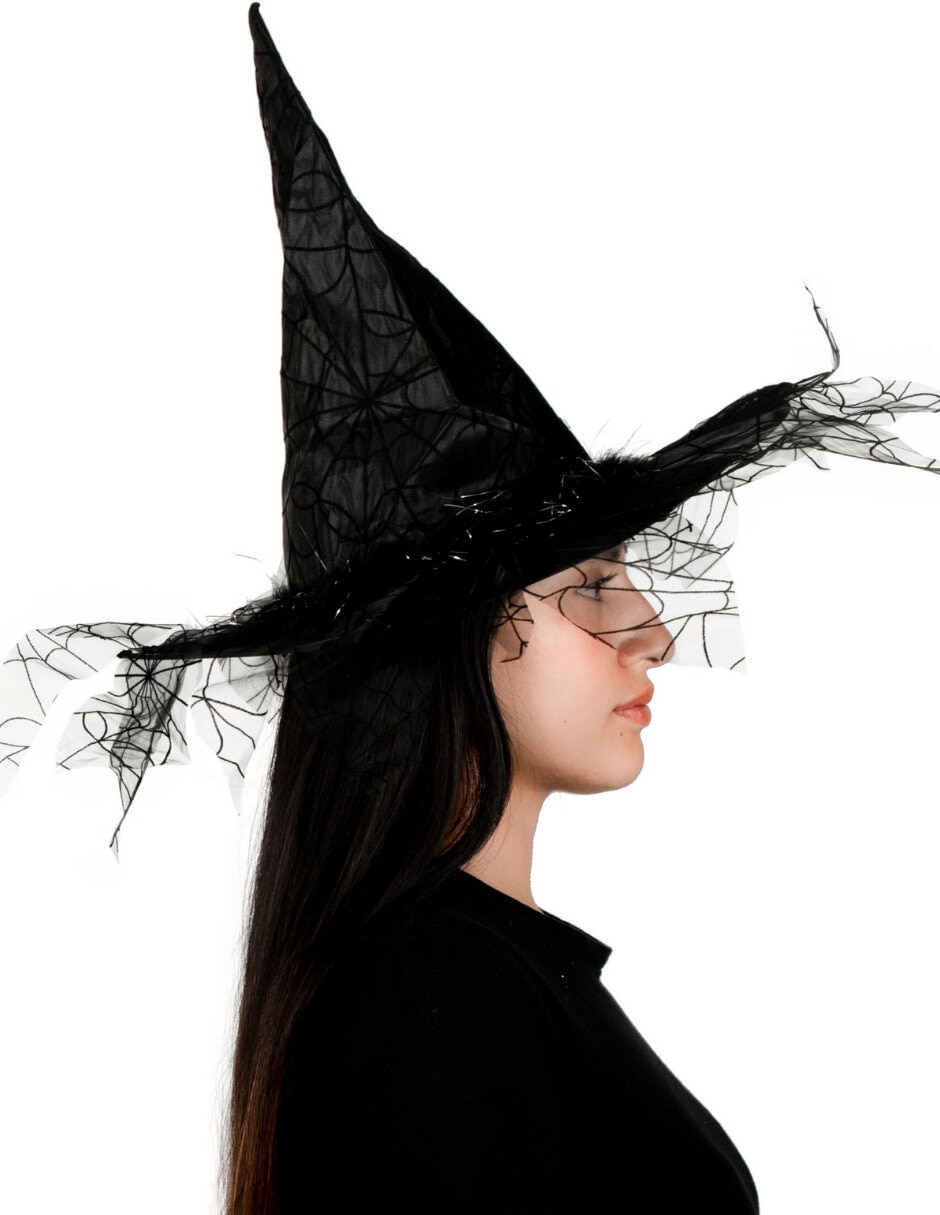 Sombrero para disfraz de bruja con telaraña Ghoulish Productions