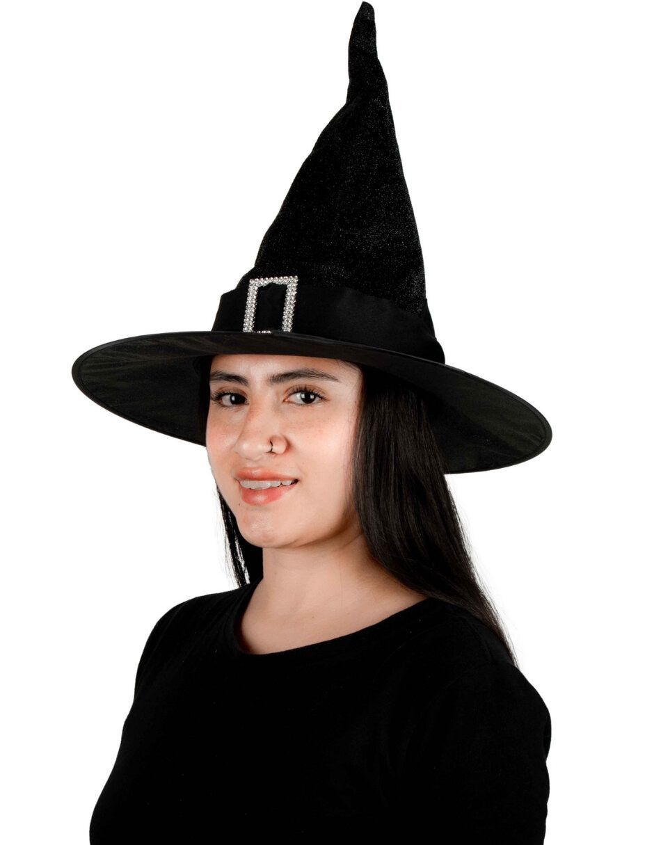 Sombrero para disfraz de bruja negro de lujo Ghoulish Productions