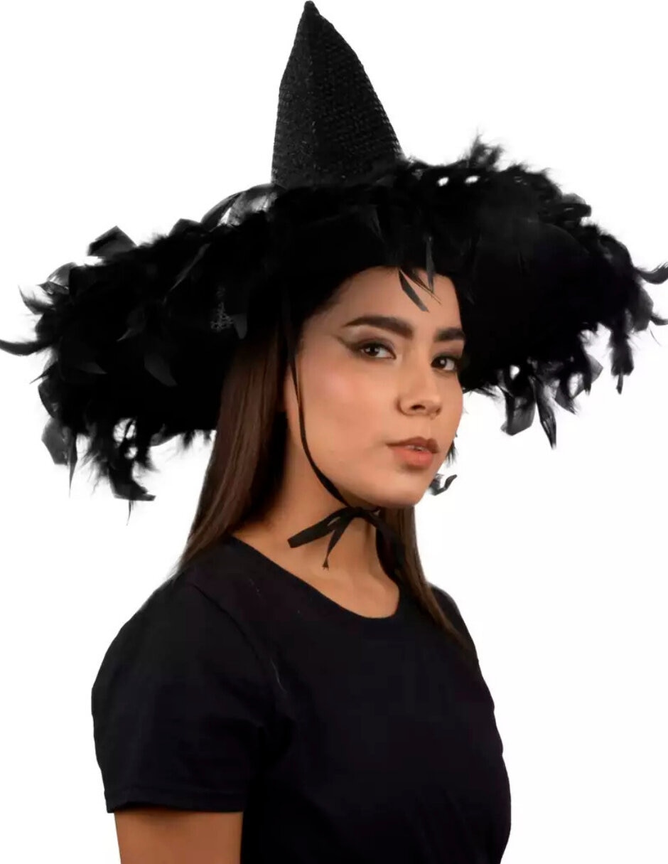 Sombrero para disfraz de brujita lentejuela negro Ghoulish Productions