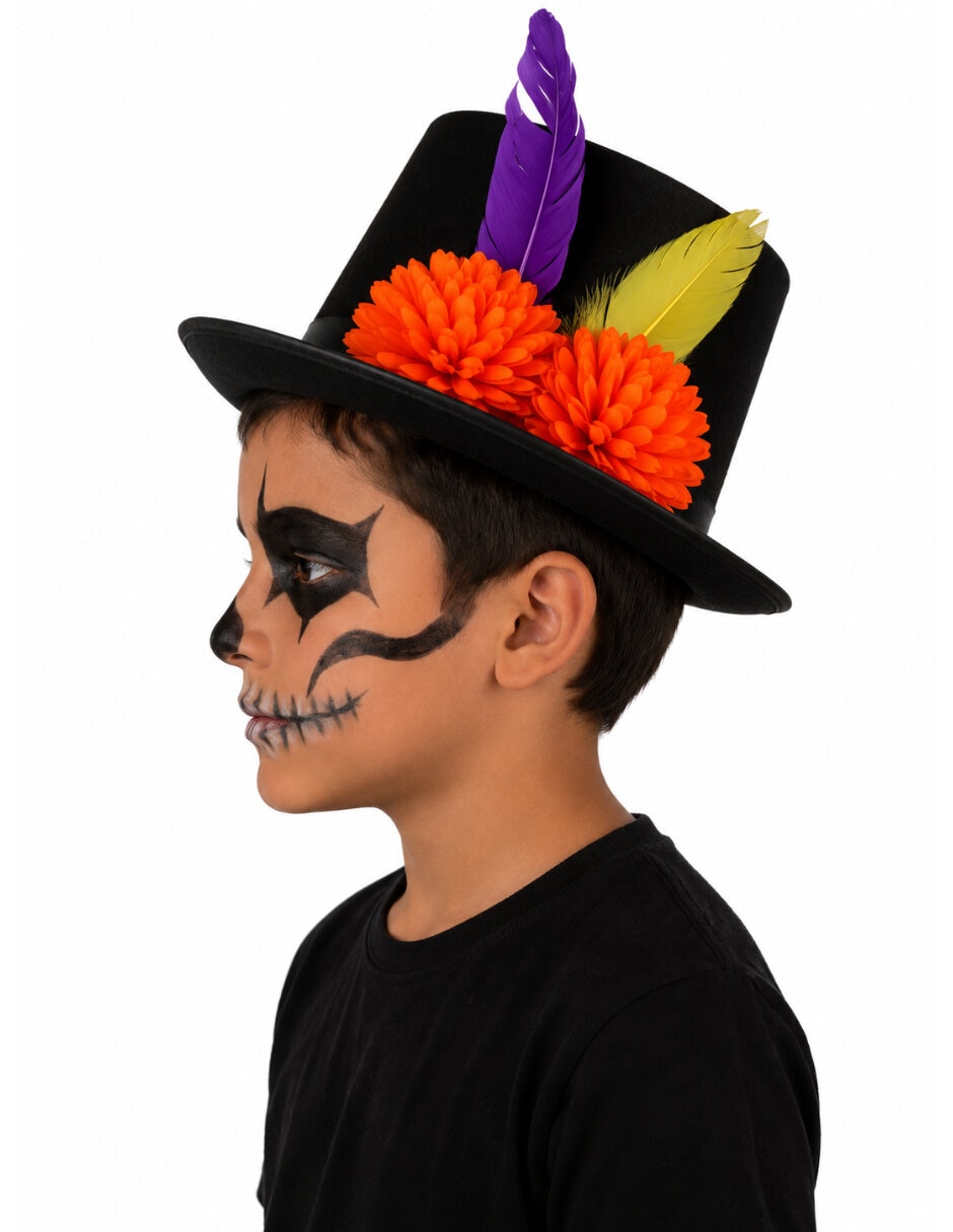 Sombrero para disfraz de catrín cempasúchil chico 3