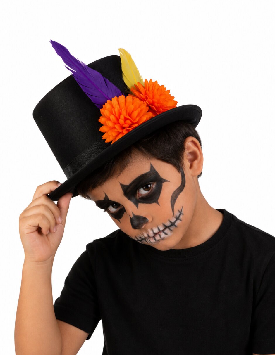 Sombrero para disfraz de catrín cempasúchil chico 5