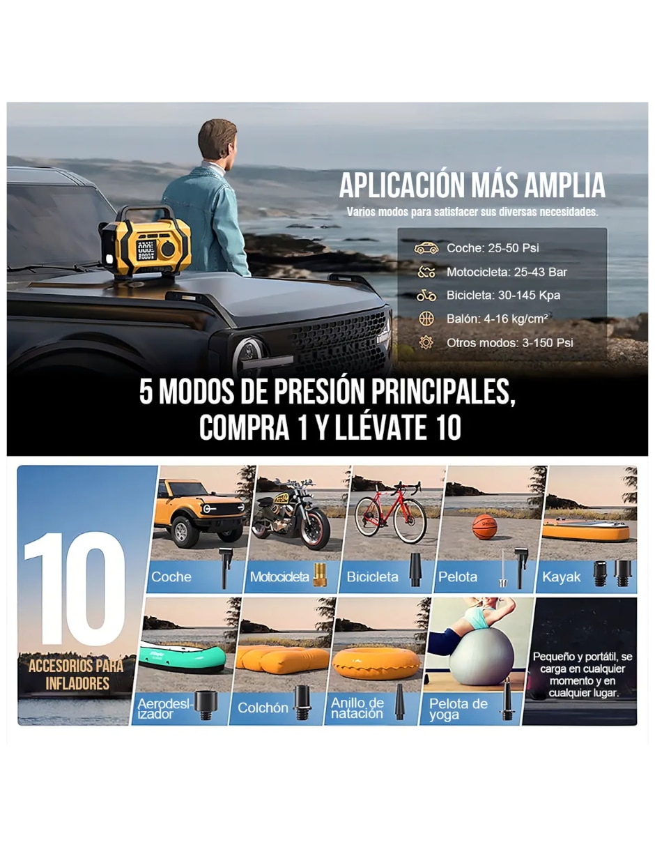Arrancador compacto para auto Genérica arrancador inflador