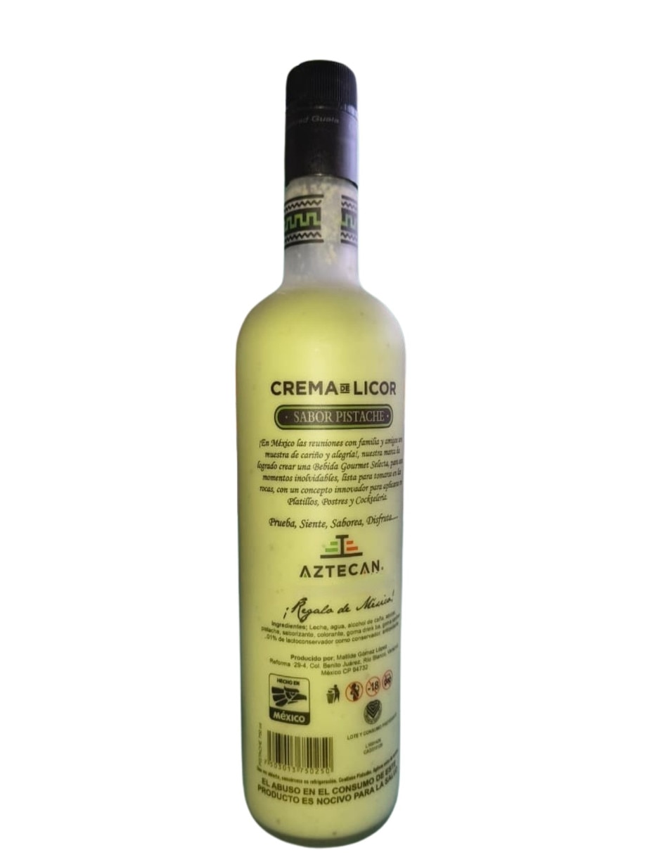 Crema de alcohol de caña aztecan sabor dulce 750 ml