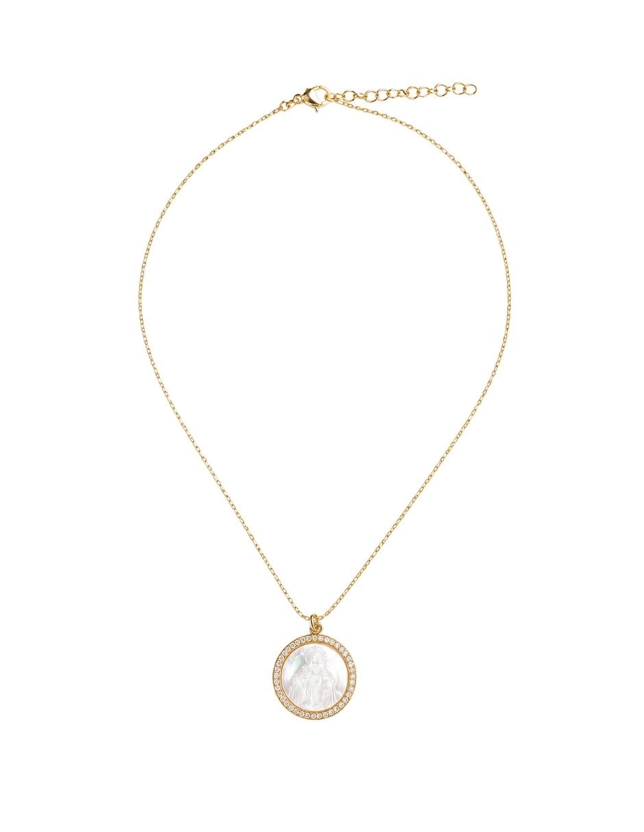 Collar con dije de virgen Yoiko Celestial con acabado baño de oro 18 K