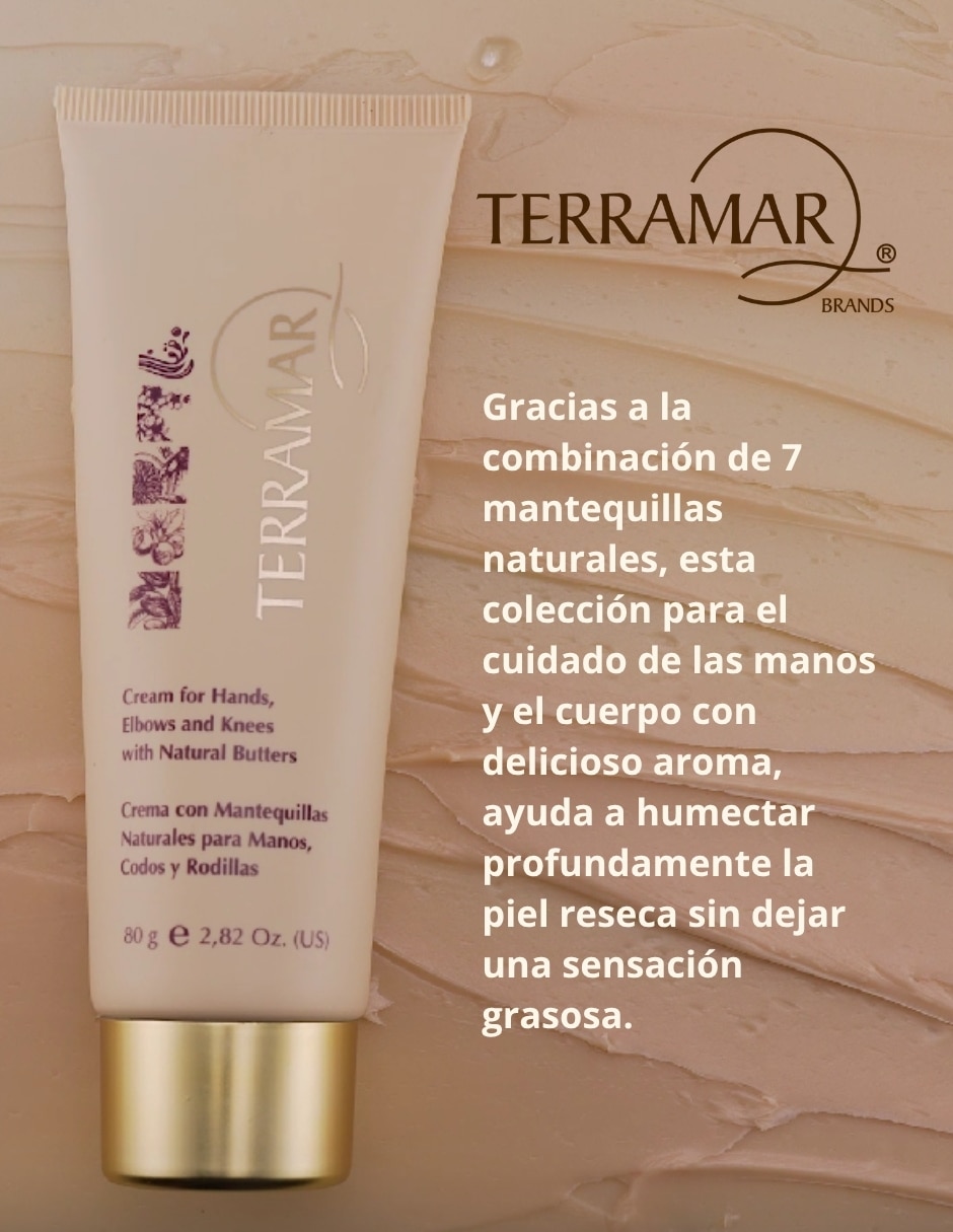 Set de crema para manos recomendada para hidratar día y noche Terramar mantequillas naturales para piel normal y seca