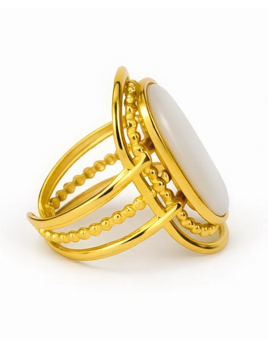 Anillo Yoiko Alba piedra lunar acabado baño de oro 18 K