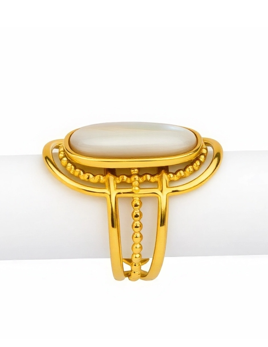 Anillo Yoiko Alba piedra lunar acabado baño de oro 18 K
