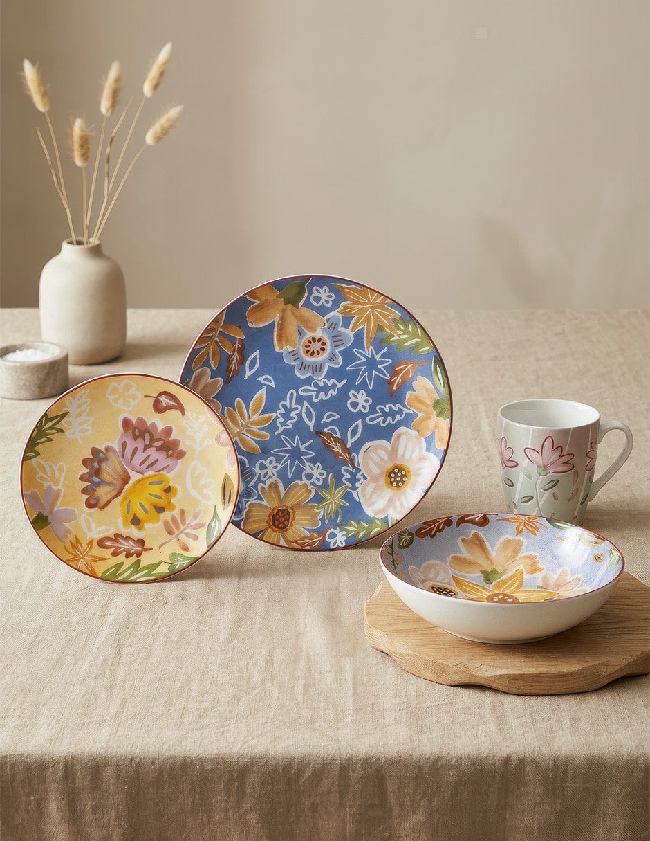 Vajilla cerrada Flowervaj de porcelana para 4 personas
