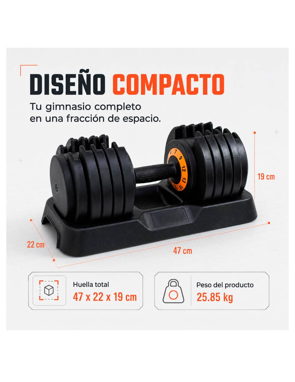 Set mancuernas de peso variable 25 kg 2 piezas 7