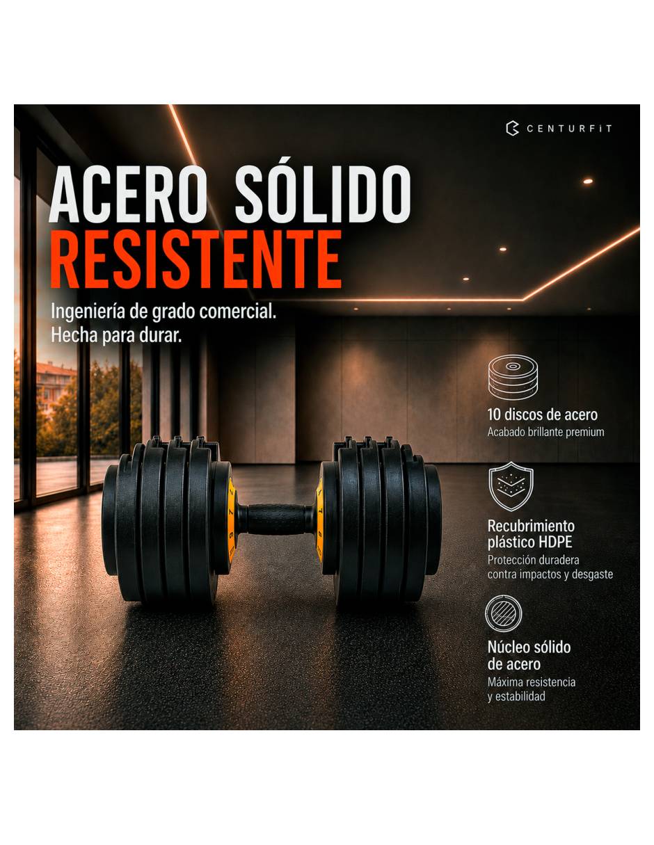 Set mancuernas de peso variable 25 kg 2 piezas 6