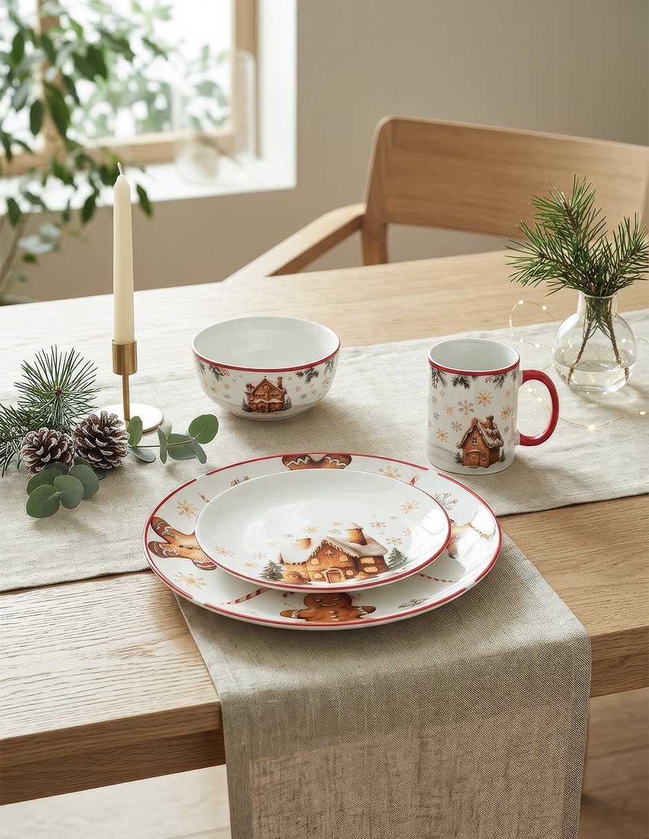 Vajilla cerrada Crown Baccara Gingervaj navidad de porcelana para 4 personas