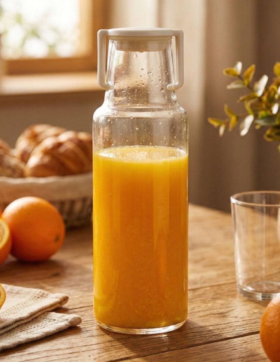 Botella de agua Borgonovo de vidrio Argo con tapa a presión 1 L