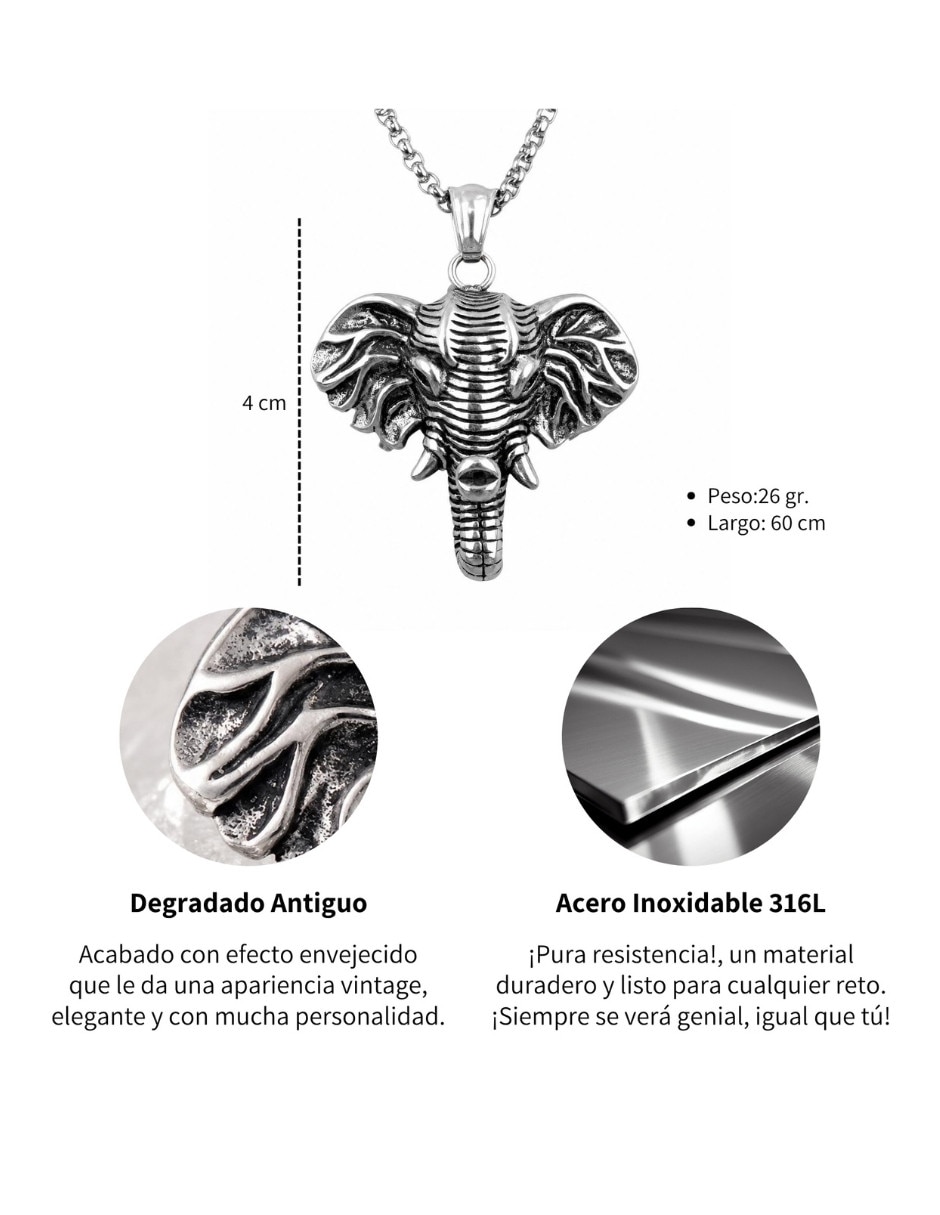 Collar con dije de elefante Chulada Black