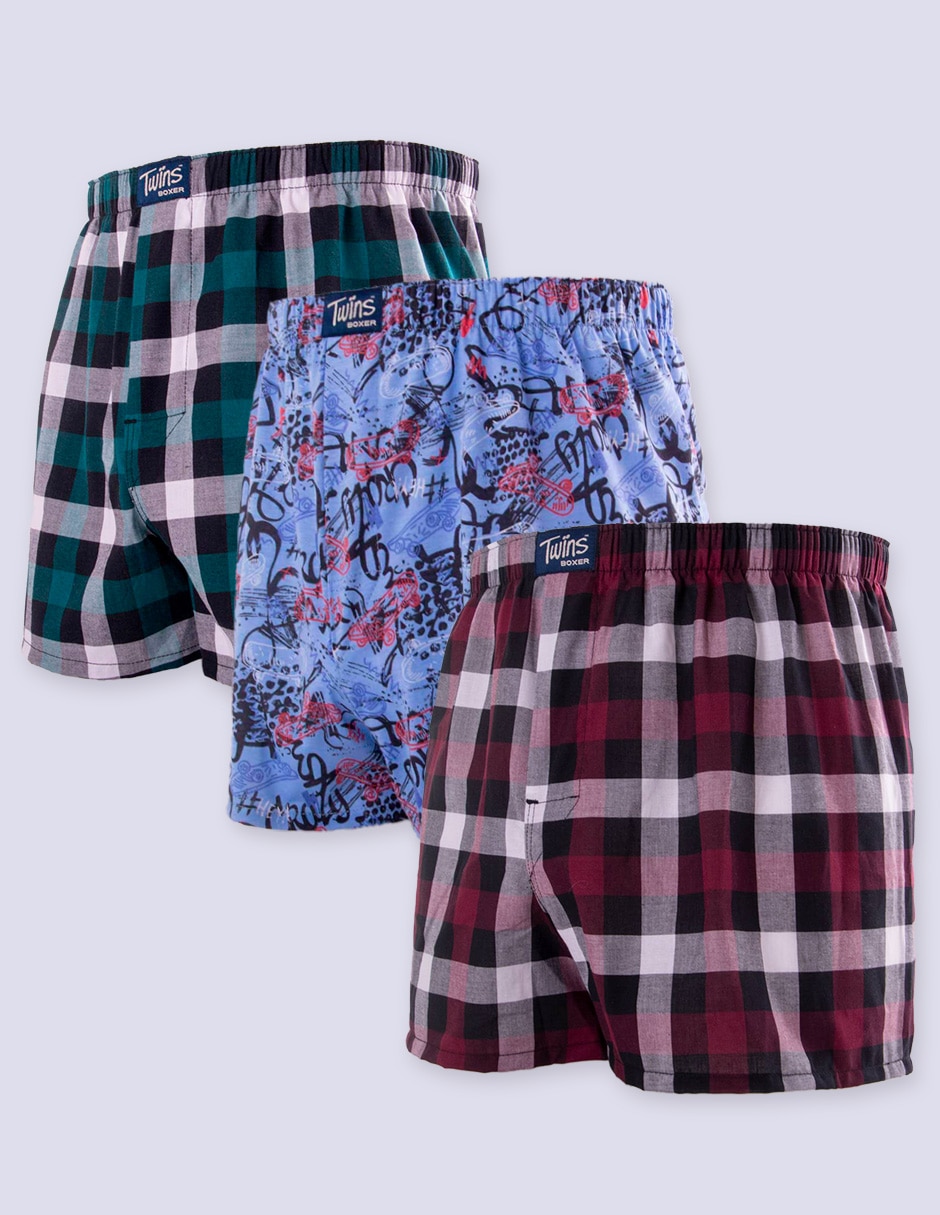 Set bóxer Twins de algodón para hombre 3 piezas