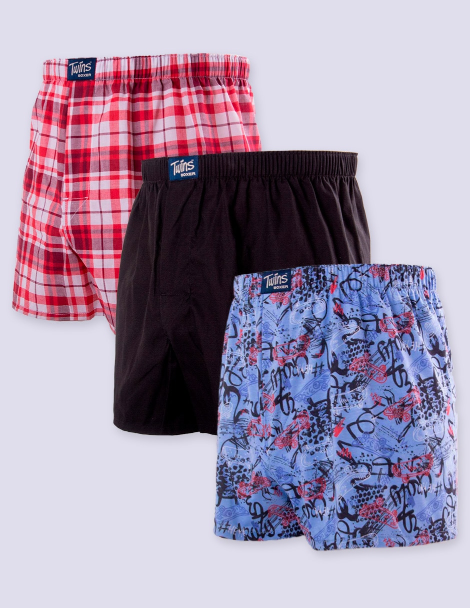 Set bóxer Twins de algodón para hombre 3 piezas