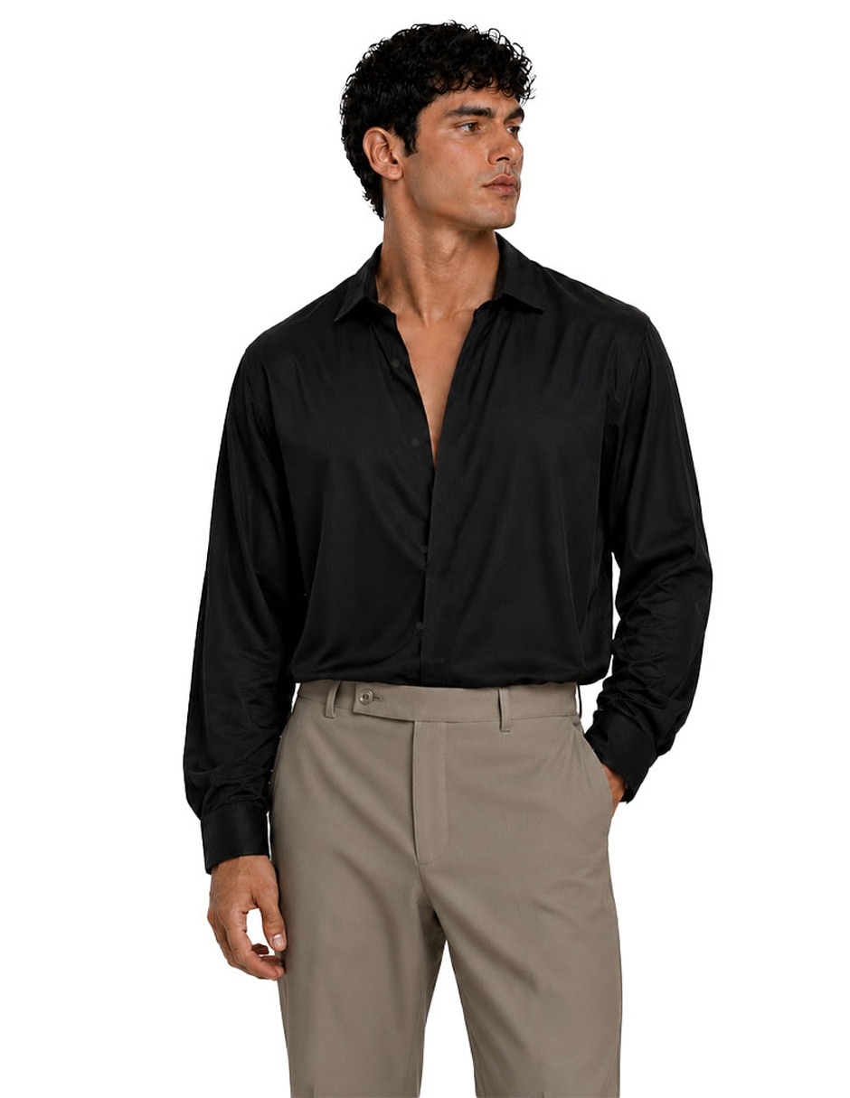 Camisa casual John Leopard manga larga para hombre