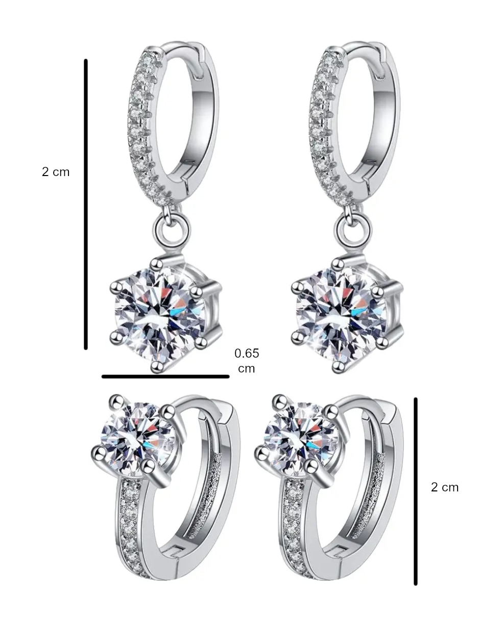 Set de aretes Genérica de plata P 925 con acabado brillante zirconia