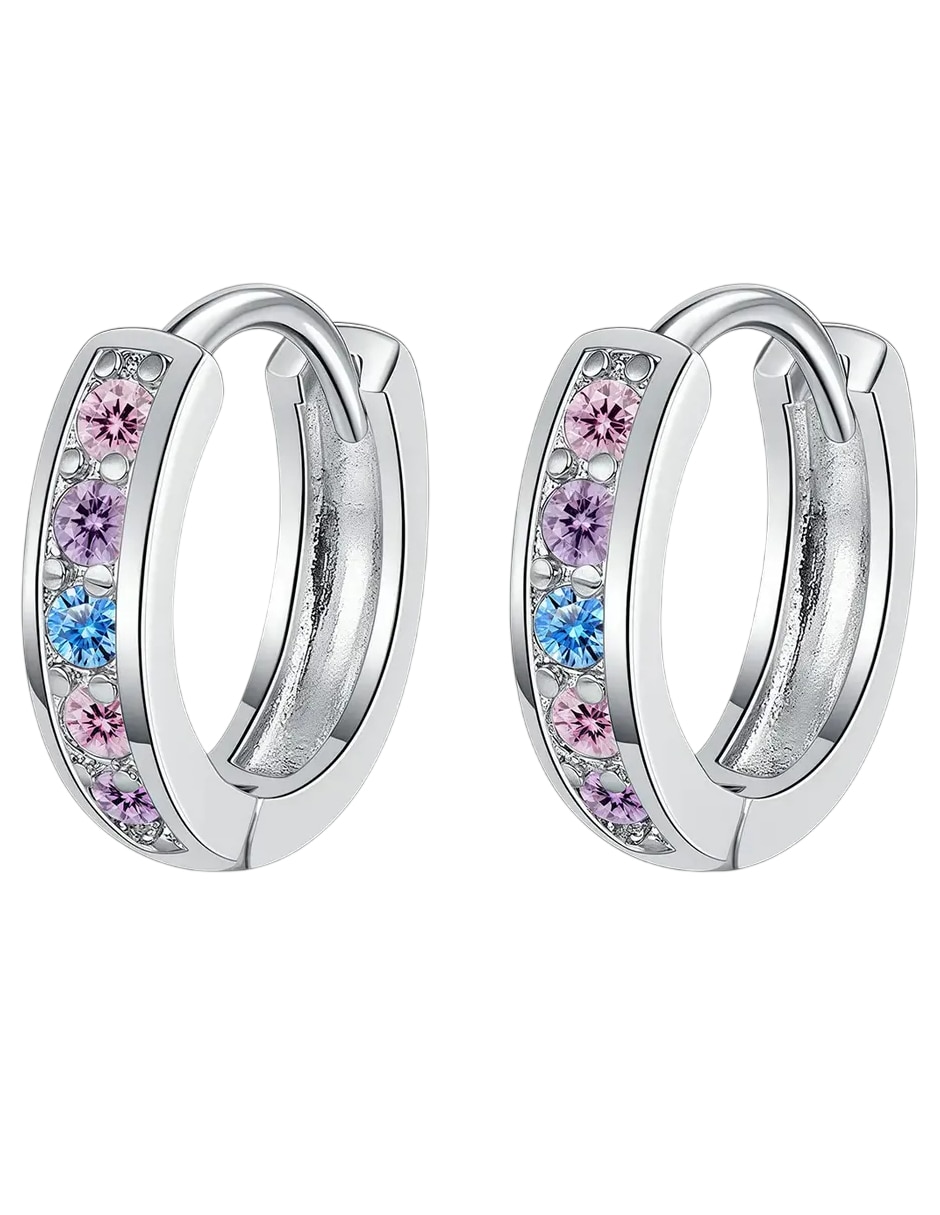 Aros de plata P 925 con acabado brillante circonita