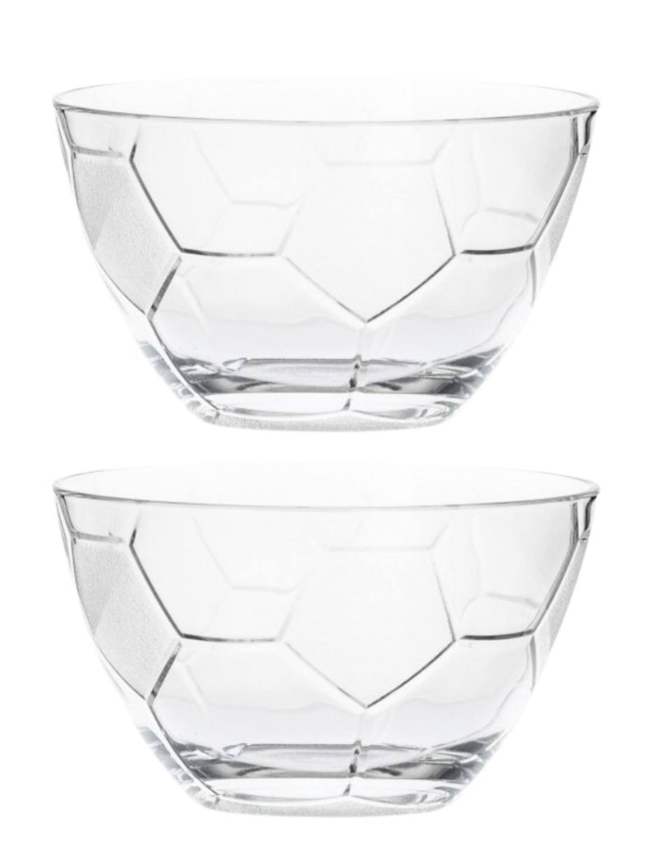 Set bowl fútbol 2 piezas de vidrio