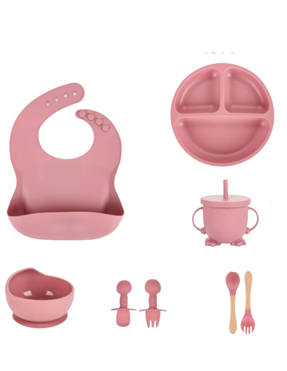 Set babero estampado liso de silicón 6 piezas