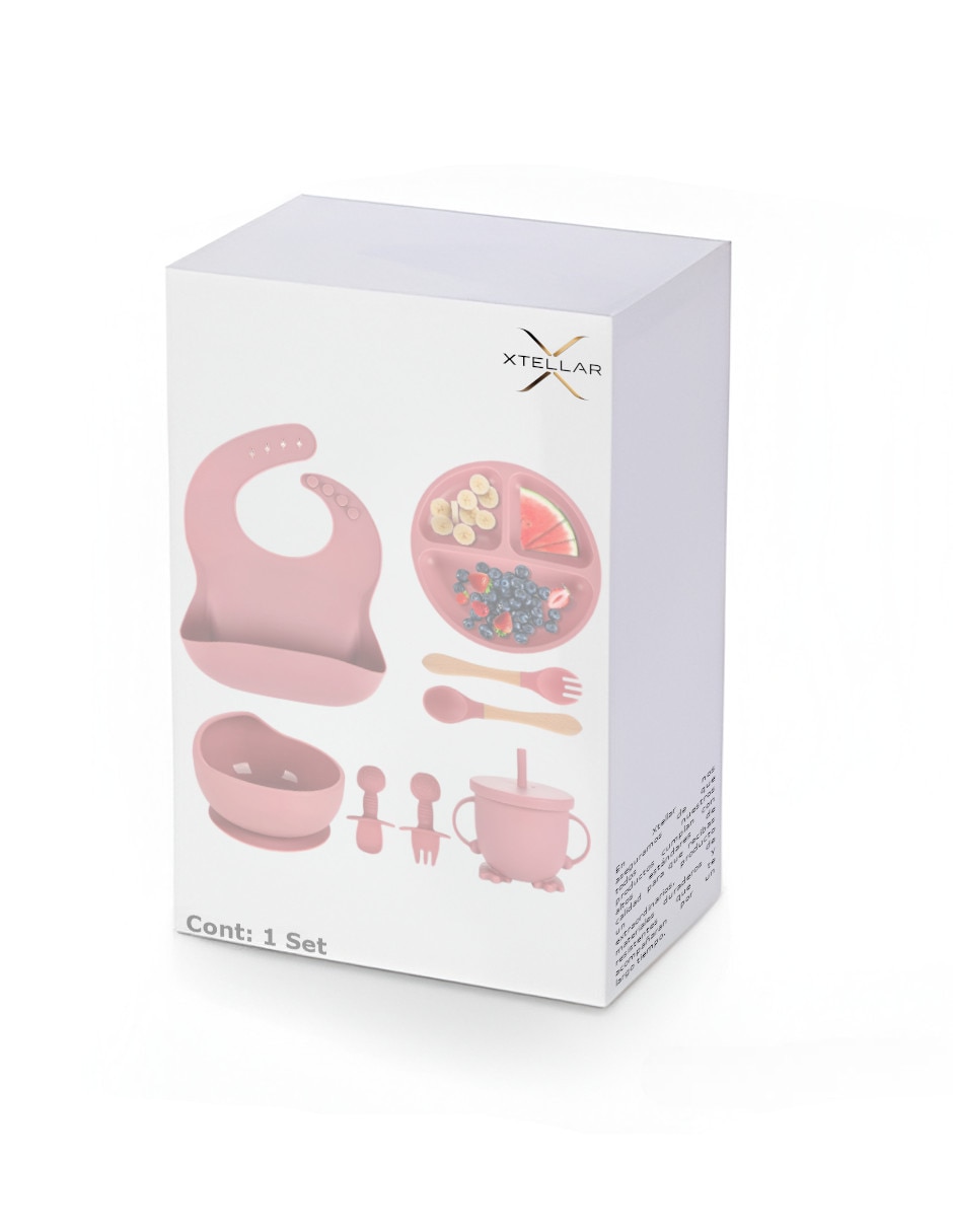 Set babero estampado liso de silicón 6 piezas 2