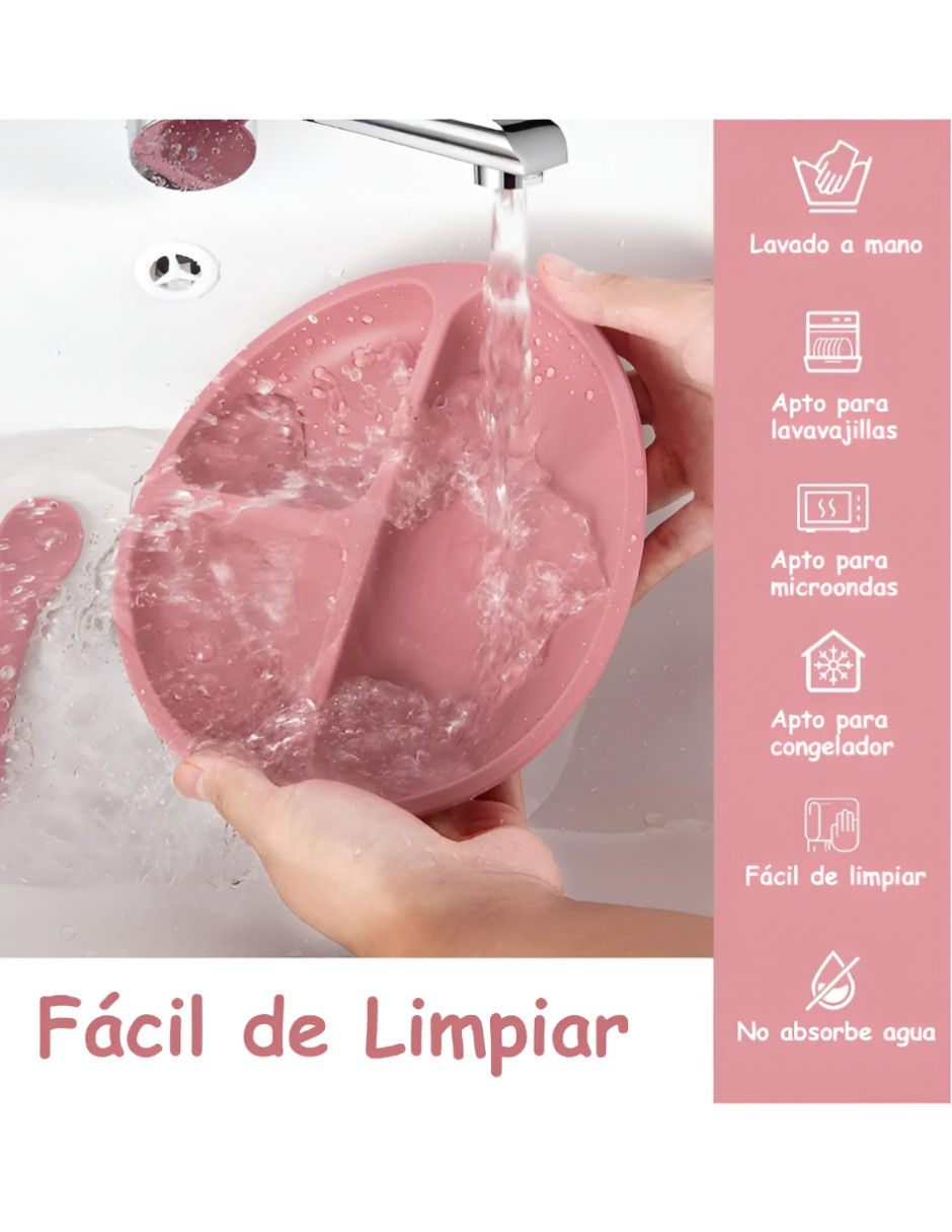 Set babero estampado liso de silicón 6 piezas 3