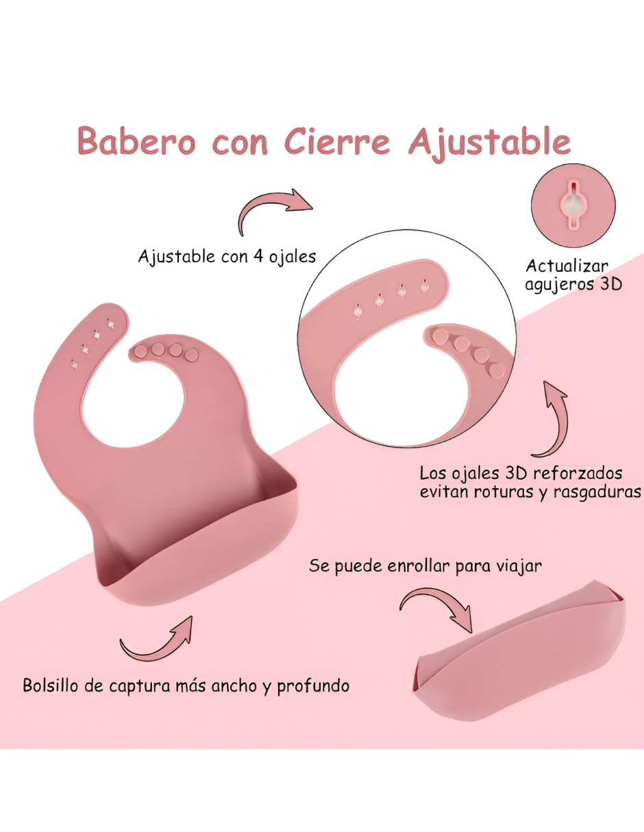 Set babero estampado liso de silicón 6 piezas 4