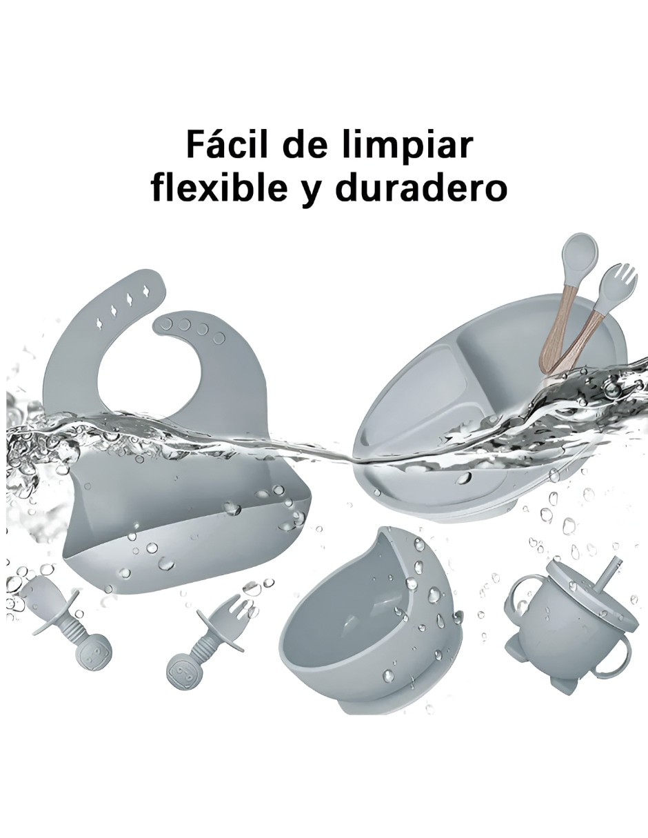 Set babero Xtellar estampado liso de silicón 5 piezas