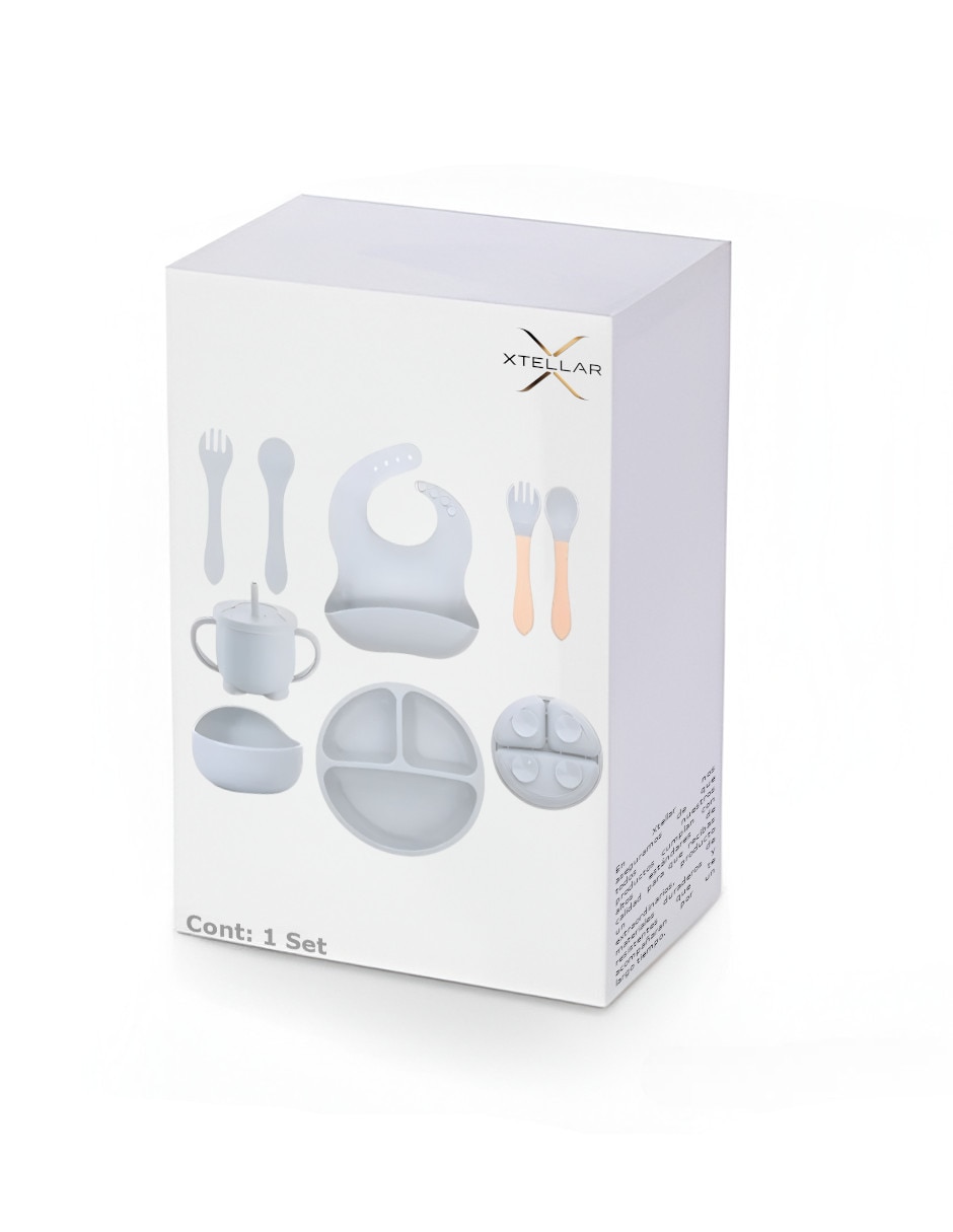Set babero estampado liso de silicón 5 piezas