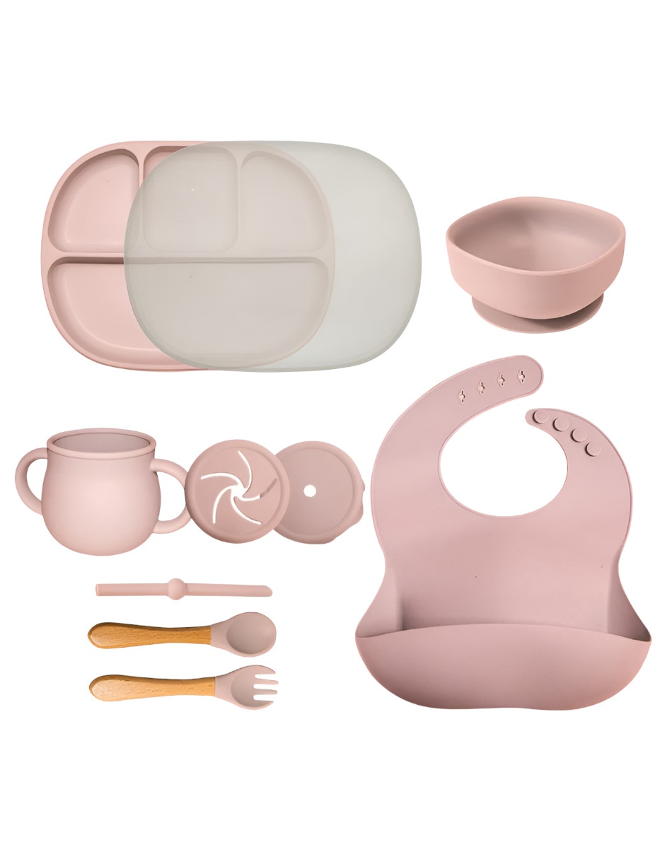 Set babero estampado liso de silicón 5 piezas