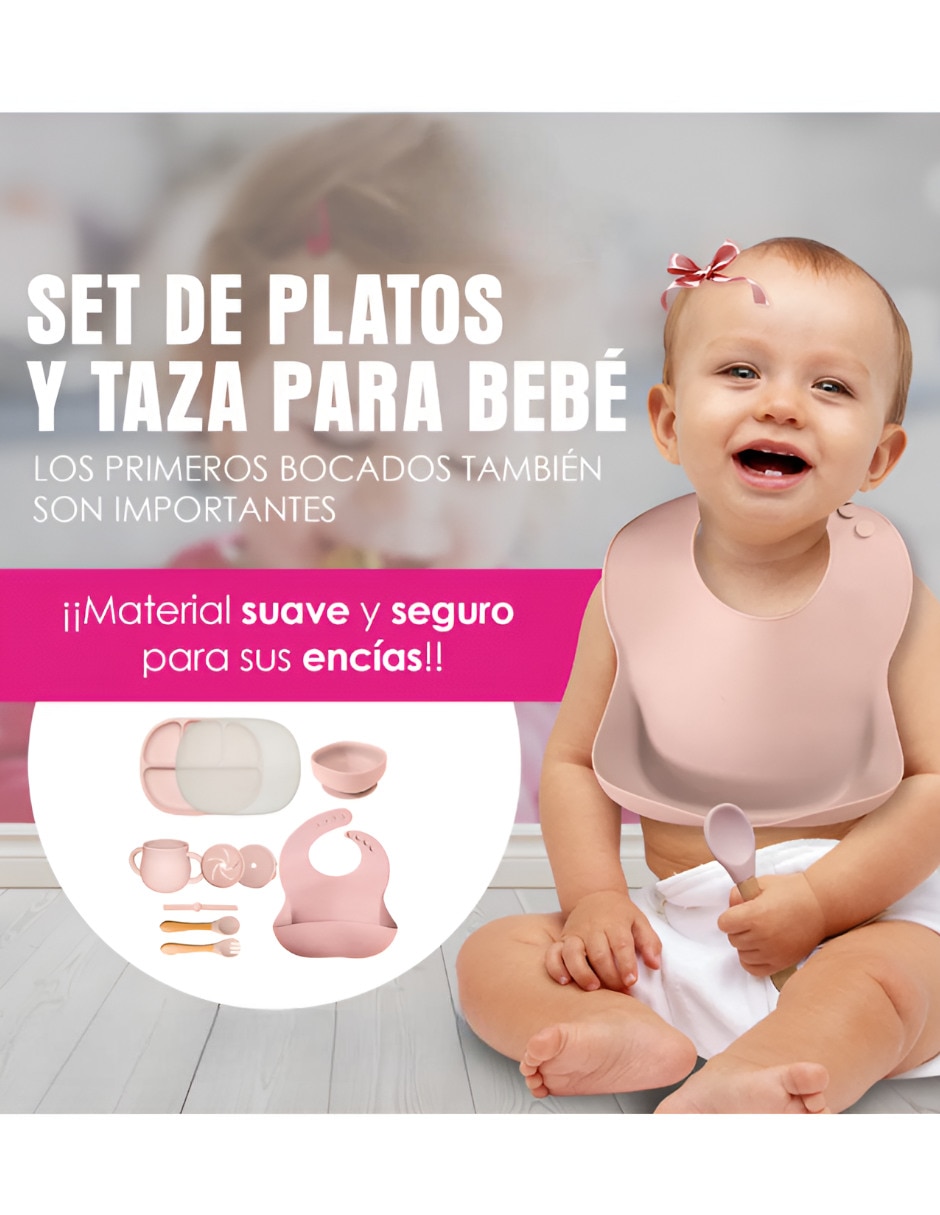 Set babero Xtellar estampado liso de silicón 5 piezas