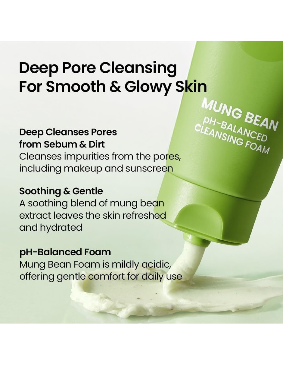 Jabón facial Espuma Limpiadora de frijol Mungo pH Balanced Beplain