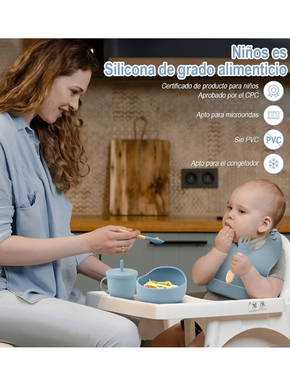 Set babero Xtellar estampado liso de silicón 5 piezas