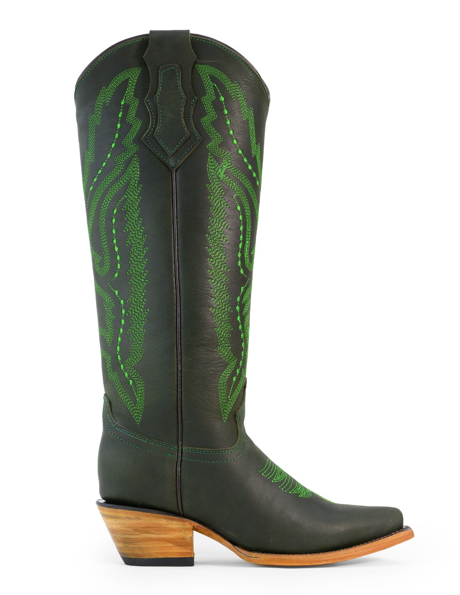 Bota cowboy abajo de la rodilla tacalero sin familia/colecion de piel para mujer