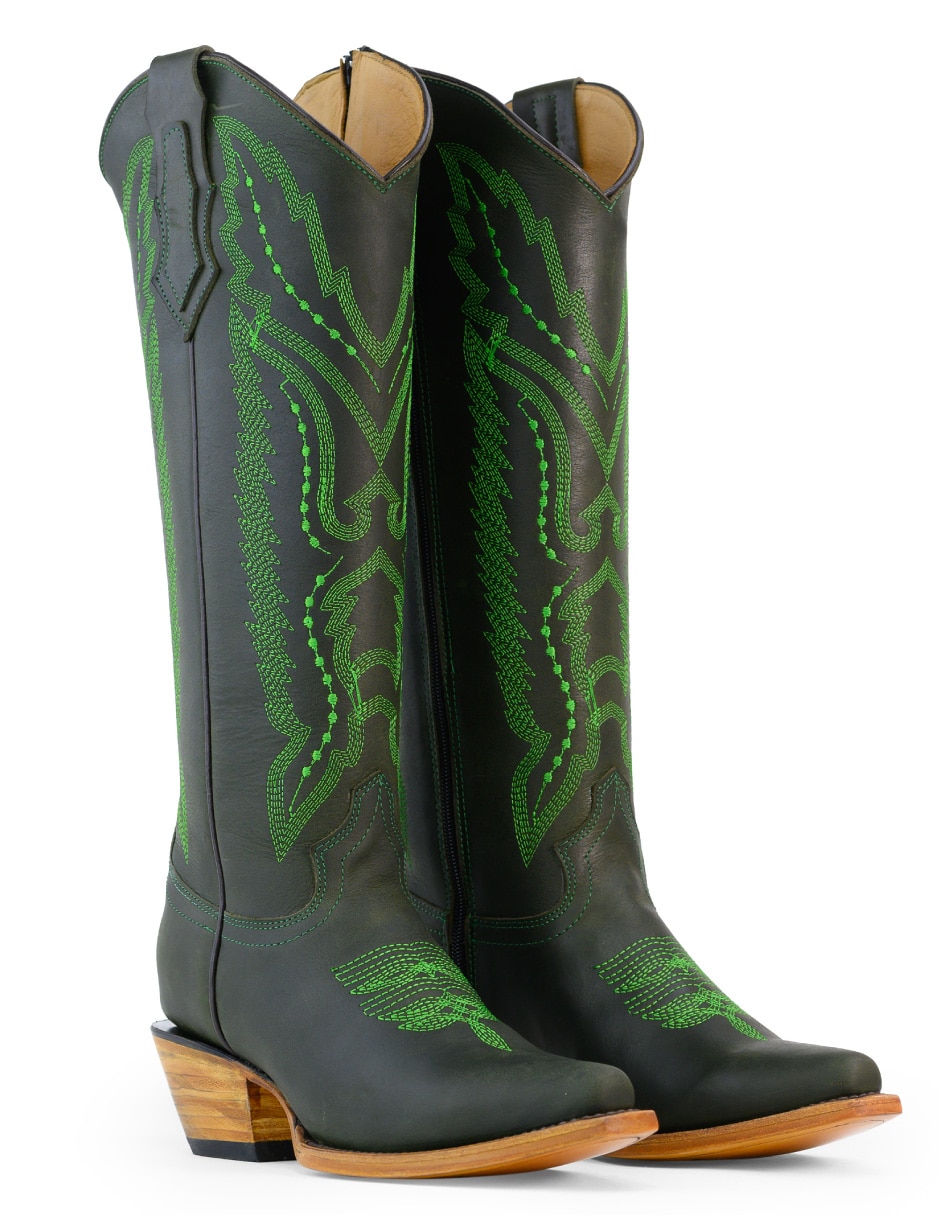 Bota cowboy abajo de la rodilla tacalero sin familia/colecion de piel para mujer