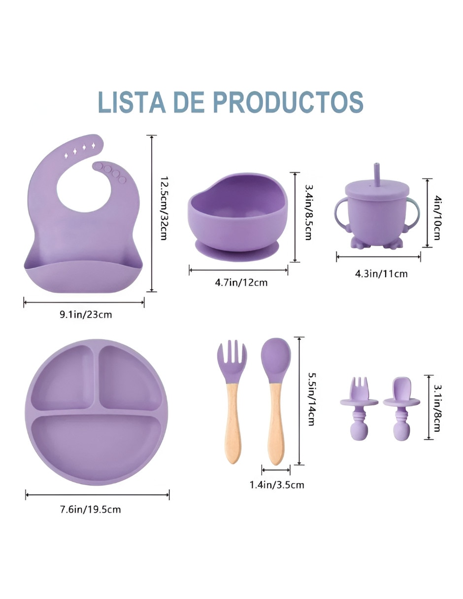Set babero Xtellar estampado liso de silicón 6 piezas