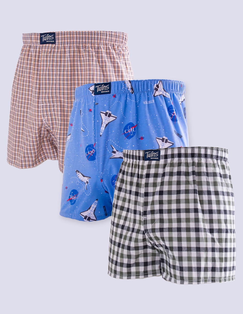 Set bóxer Twins de algodón para hombre 3 piezas